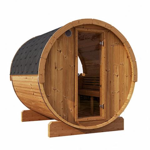 SaunaLife Model E7W Sauna Barrel-Window ERGO Series Sauna Barrel, 71"D x 81"H (Diameter), Rear Window - PremiumDepot