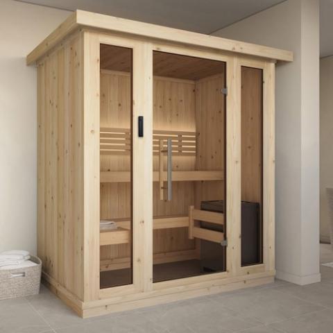 SaunaLife Model X6 Indoor Home Sauna XPERIENCE Series Indoor Sauna DIY Kit w/LED Light System, 2 to 3-Person, Spruce, 67" x 45" x 79" - PremiumDepot